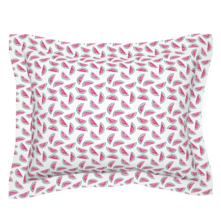 Tossed Watermelons Fresh Fruit Tropical Summer Pillow Sham by Roostery