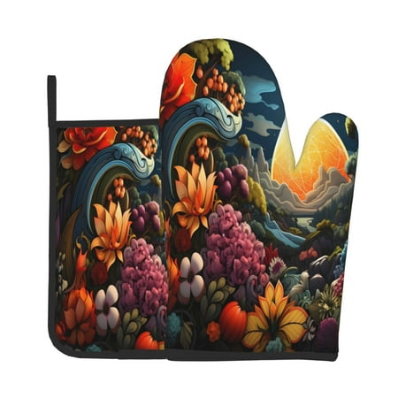 KLL Sunset Floral Fantasy Landscape Pattern Oven Mitts and Pot Holders 2pcs Sets for Kitchen Oven Mitt Heat Resistant 536°F Oven Gloves for Kitchen Cooking and Baking
KLL Sunset Floral Fantasy Landscape Pattern Oven Mitts and Pot Holders 2pcs Sets for Kitchen Oven Mitt Heat Resistant 536°F Oven Gloves for Kitchen Cooking and Baking