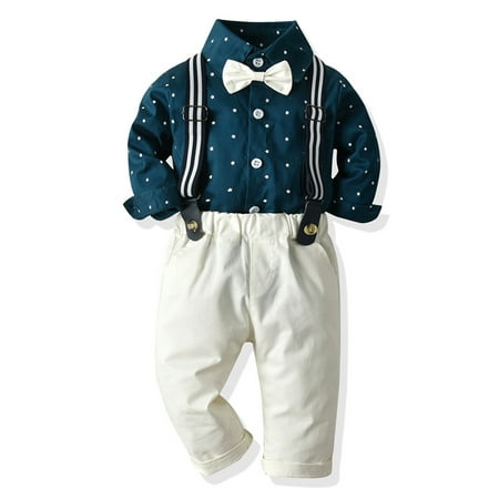 elfinBE Child Boy Long Sleeve Bow Tie Printed Shirt Strap Pants 2PCs Set 9-24M 2-5T
elfinBE Child Boy Long Sleeve Bow Tie Printed Shirt Strap Pants 2PCs Set 9-24M 2-5T