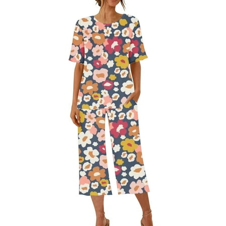 Leodye Black and Friday Deals Pajamas for women Clearance Women s Printing Short Sleeve Sleepshirt and Pants Sets Loungewear Pajamas with Pockets
Leodye Black and Friday Deals Pajamas for women Clearance Women s Printing Short Sleeve Sleepshirt and Pants Sets Loungewear Pajamas with Pockets