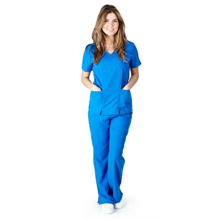 M&M SCRUBS Stretch Junior Mock Wrap Medical Scrub set 8119 9120