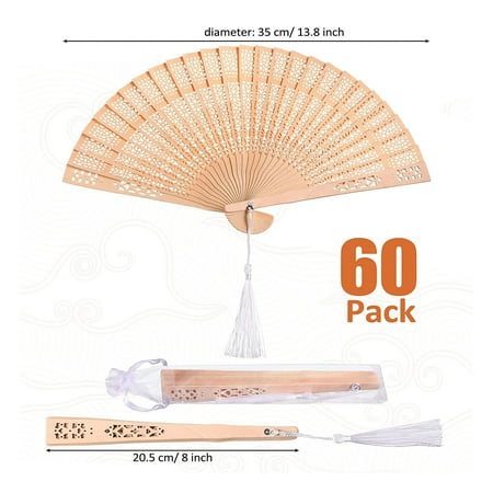 60 Pieces Wooden Fans Hand Held Folding Fans Vintage Chinese Fans Hollow Pattern with White Tassel for Wedding Guest
60 Pieces Wooden Fans Hand Held Folding Fans Vintage Chinese Fans Hollow Pattern with White Tassel for Wedding Guest