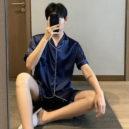 QWZNDZGR Summer Satin Silk Pj Short Sleeve Men s Pajama Sets Male Pajamas Set Solid Color Pajama For Men Sleepwear Suit Homewear
QWZNDZGR Summer Satin Silk Pj Short Sleeve Men s Pajama Sets Male Pajamas Set Solid Color Pajama For Men Sleepwear Suit Homewear