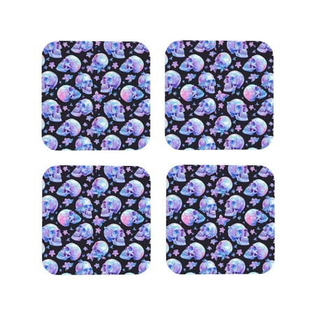 Leather Coasters Set of 4 - blue Skull flower Lightweight Non-Slip Drink Coasters for Desk Anti-Scalding Desk Cup Coasters for Office Table Decor Square
Leather Coasters Set of 4 - blue Skull flower Lightweight Non-Slip Drink Coasters for Desk Anti-Scalding Desk Cup Coasters for Office Table Decor Square
