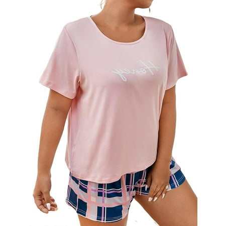 Casual Plaid Round Neck Short Sets Multicolor Short Sleeve Plus Size Pajama Sets XL
Casual Plaid Round Neck Short Sets Multicolor Short Sleeve Plus Size Pajama Sets XL