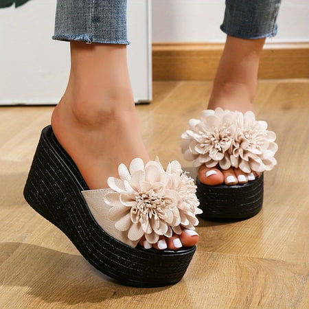 Women‘s 3D Flowers Platform Wedge Heel Slippers Solid Color Open Toe Non-slip Slides Shoes Outdoor Fashion Slippers
Women‘s 3D Flowers Platform Wedge Heel Slippers Solid Color Open Toe Non-slip Slides Shoes Outdoor Fashion Slippers