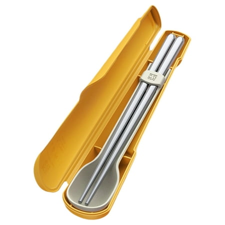 Meizhencang 3Pcs/Set Portable Cutlery Non-slip Wide Application Stainless Steel Travel Portable Cutlery Spoon Chopstick for Outdoor