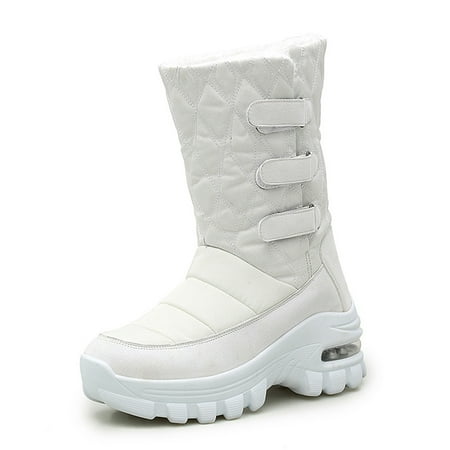 jsaierl High-top Snow Boots Women s Fashion Warm Cotton Shoes Casual Mid-tube Boots