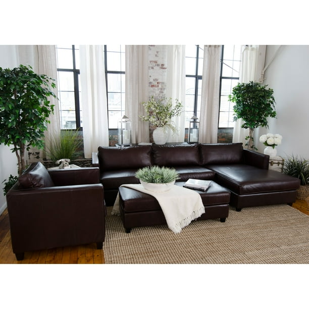 Elements Fine Home Urban Leather 3 Pc. Sofa Set with Rectangle Cocktail Ottoman