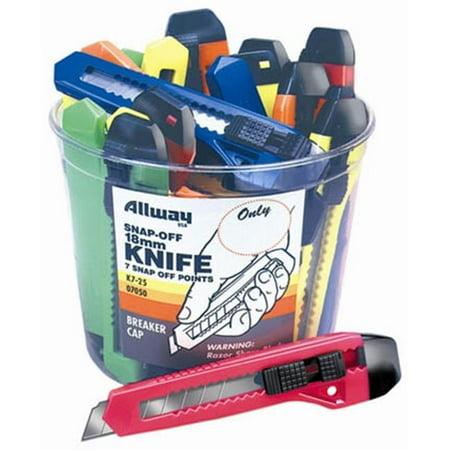 Allway Tools 25 Piece 18MM Snap-Off Neon Knife Bucket K7-25