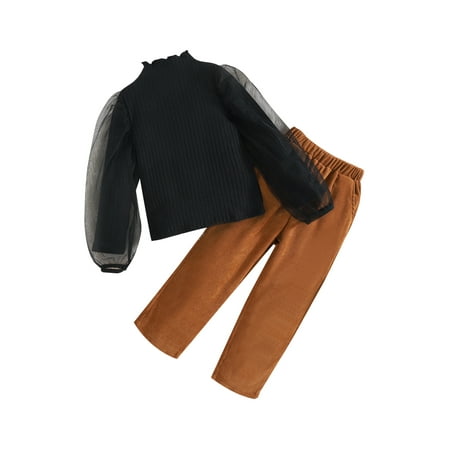 Kids Baby Girls Clothes Fall Winter Outfits Mesh Patchwork Ribbed Long Sleeves Tops and Casual Corduroy Pants Set
Kids Baby Girls Clothes Fall Winter Outfits Mesh Patchwork Ribbed Long Sleeves Tops and Casual Corduroy Pants Set