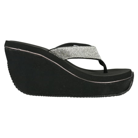 Volatile Womens Glimpse Diamonte Rhinestone Thong Casual Sandals Casual
