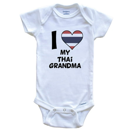 I Heart My Thai Grandma Thailand Flag Baby Bodysuit 3-6 Months White