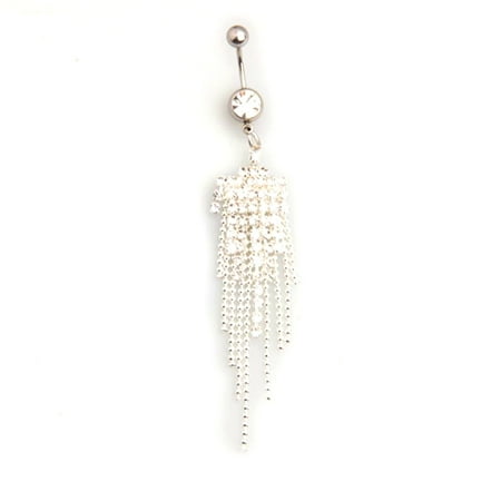 Tassels Shaped Rhinstone Decorated Women Navel Rings Stud Body Piercing Stud
