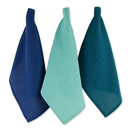 Recycled Cotton Waffle Dishtowel Set Assorted Blues - Set of 6