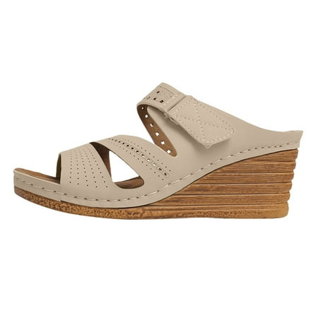 Women s Summer Open Toe Leather Slope Heel Sandal Slippers Casual Comfortable Outdoor Beach Sandal Slippers
Women s Summer Open Toe Leather Slope Heel Sandal Slippers Casual Comfortable Outdoor Beach Sandal Slippers