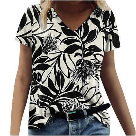 Shirts for Women Womens Tops Dressy Casual Women Casual T-shirt Floral Printed V-Neck Short Sleeve Pullover Blouse Tops Off The Shoulder Tops for Women Tube Tops for Women Clearance Gray M
Shirts for Women Womens Tops Dressy Casual Women Casual T-shirt Floral Printed V-Neck Short Sleeve Pullover Blouse Tops Off The Shoulder Tops for Women Tube Tops for Women Clearance Gray M