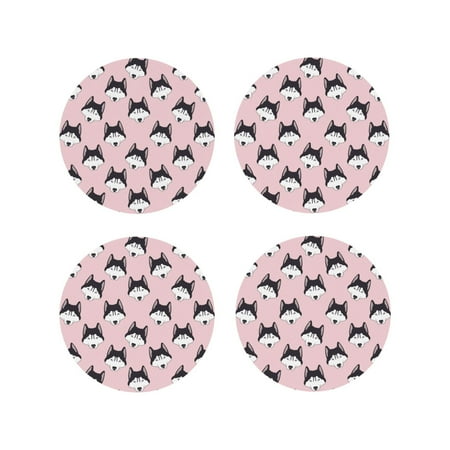 Coasters Set of 4 - Cute Cartoon Husky Funny Pink Drink Coasters for Tabletop Protection Leather Coasters for Living Room Decor and Housewarming Gift Round Shape
Coasters Set of 4 - Cute Cartoon Husky Funny Pink Drink Coasters for Tabletop Protection Leather Coasters for Living Room Decor and Housewarming Gift Round Shape