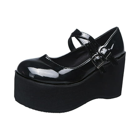 Cglfd Women Fashion High Heels Platform Wedge Patent Leather Shoes Belt Buckle Ankle Strap Sandals
Cglfd Women Fashion High Heels Platform Wedge Patent Leather Shoes Belt Buckle Ankle Strap Sandals