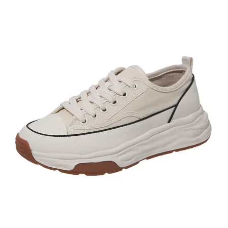 Women‘s Thick Bottom Lace-up Casual Shoes Heightened Canvas Shoes