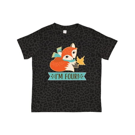 Inktastic 4th Birthday Fox 4 Year Old Gift Toddler Boy or Toddler Girl T-Shirt