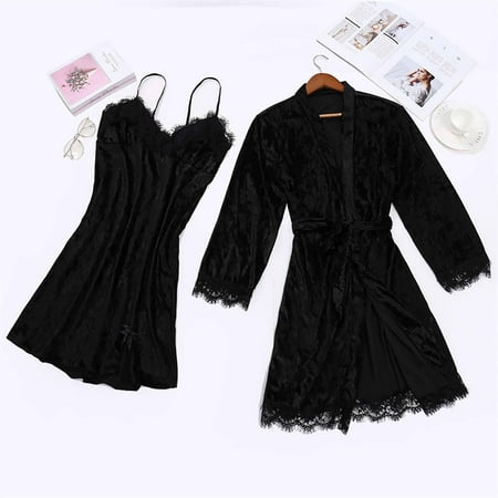 Qcmgmg 2 Pack Nightgown Solid Color Lace Pjs Dress And Robe Sexy Sleepwear Pajamas Set for Women
Qcmgmg 2 Pack Nightgown Solid Color Lace Pjs Dress And Robe Sexy Sleepwear Pajamas Set for Women