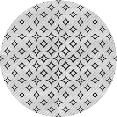 Ahgly Company Indoor Round Patterned Platinum Gray Area Rugs 3 Round