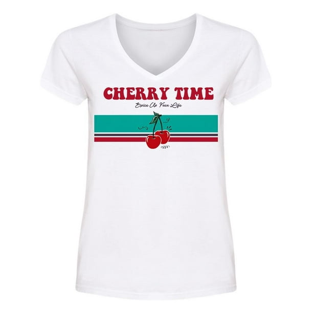Cherry Time Drawing V Neck Women's -Image by Shutterstock