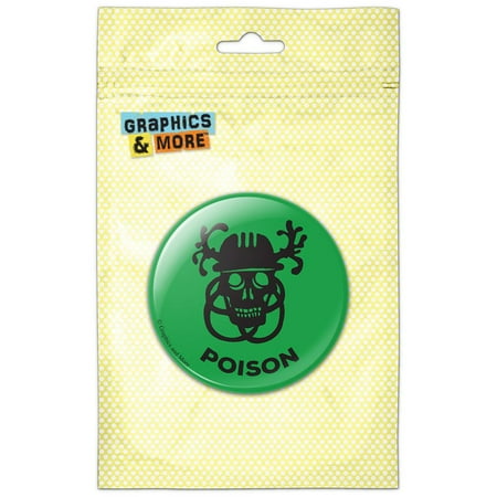 Skull Warning Poison on Green Refrigerator Button Magnet