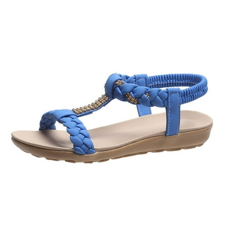 Jsezml Sandals for Women Dressy Summer Soft Sole Casual Beach Sandals Rhinestones Design Braided Strap Wide Width Flats 
Jsezml Sandals for Women Dressy Summer Soft Sole Casual Beach Sandals Rhinestones Design Braided Strap Wide Width Flats