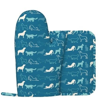 lines cats dogs Oven Mitts and Pot Holders Sets with 1 Non-Slip Left Silicone Oven Mitts and 1 Heatproof Insulated Hot Pads for Kitchen Use in Cooking Baking Grilling
lines cats dogs Oven Mitts and Pot Holders Sets with 1 Non-Slip Left Silicone Oven Mitts and 1 Heatproof Insulated Hot Pads for Kitchen Use in Cooking Baking Grilling