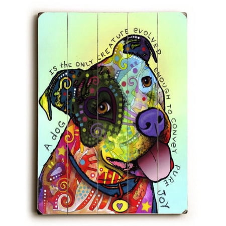 ArteHouse Decorative Wood Sign "Pure Joy" by Artist Dean Russo, 9" x 12", Solid Wood