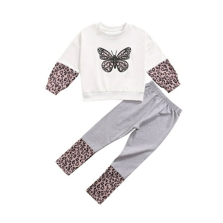 Toddler Girl s Butterfly Print and Leopard Print Stitching Long-Sleeved Top and Trousers
Toddler Girl s Butterfly Print and Leopard Print Stitching Long-Sleeved Top and Trousers