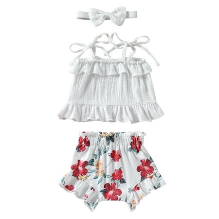 Fiomva Infant Summer Suit Sleeveless Sling Tops Floral Shorts Headband White 18-24 Months
Fiomva Infant Summer Suit Sleeveless Sling Tops Floral Shorts Headband White 18-24 Months