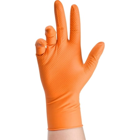 Grip Heavy Duty Industrial Orange Nitrile Disposable Gloves with Raised Diamond Texture 6-mil Latex Free Suit for Men and Women
Grip Heavy Duty Industrial Orange Nitrile Disposable Gloves with Raised Diamond Texture 6-mil Latex Free Suit for Men and Women