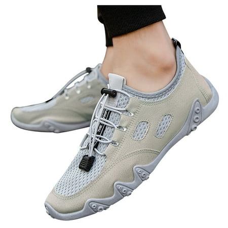 TOYFUNNY Mens Flyknit Mesh Lace-Up Breathable Soft Sole Running Sneakers