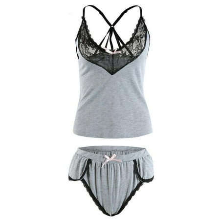 ZUARFY Women Sexy 2 Piece Pajamas Set Sheer Lace Patchwork V-Neck Backless Camis Tank Top High Waist Panties Lingerie Nightwear
ZUARFY Women Sexy 2 Piece Pajamas Set Sheer Lace Patchwork V-Neck Backless Camis Tank Top High Waist Panties Lingerie Nightwear