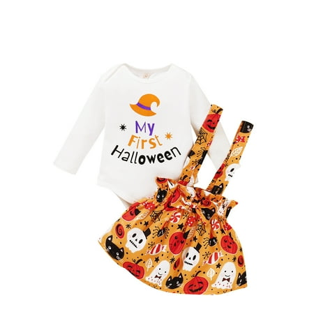 KIMI BEAR Newborn Girls Outfits 0 Months Newborn Girls Autumn Outfits 3 Months Newborn Girls Halloween Cartoon Print Long Sleeve Romper + Suspender Dress + Headband 3PCs Set White Orange
KIMI BEAR Newborn Girls Outfits 0 Months Newborn Girls Autumn Outfits 3 Months Newborn Girls Halloween Cartoon Print Long Sleeve Romper + Suspender Dress + Headband 3PCs Set White Orange