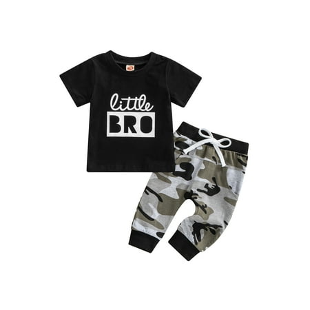 1-6T Toddler Kids Boys Tops T-shirt Camo Pants 2Pcs Outfits Set Clothes