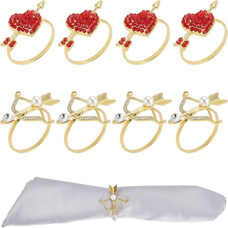 Arrow & Heart Alloy Napkin Rings with Resin Rhinestone Napkin Holder Adornment for Valentine s Day Place Setting Golden 44.5x49.5mm Inner Dimeter: 35.5mm 2 style 4pcs/style 8pcs
Arrow & Heart Alloy Napkin Rings with Resin Rhinestone Napkin Holder Adornment for Valentine s Day Place Setting Golden 44.5x49.5mm Inner Dimeter: 35.5mm 2 style 4pcs/style 8pcs