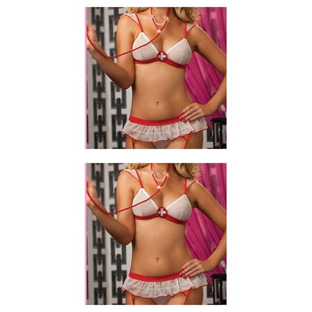 2pcs Women Cosplay Nurse Sexy Lingerie Costume Uniform Sleeping Wear