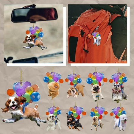 WNG Dog Pendant Bostons Terriers Dog Fly with Bubbles Car Hanging Ornament