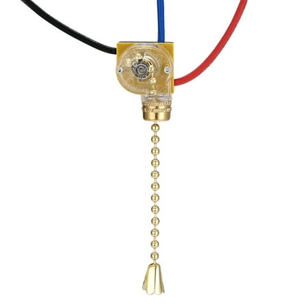 Uxcell 3 Way Fan Light Switch with Brass/Chrome Pull Chain Knob Brass White 1 set