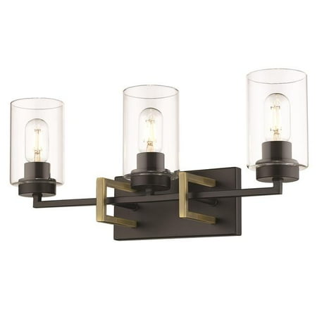 Tribeca 3 Light Bath Vanity with Aged Brass Accents Black