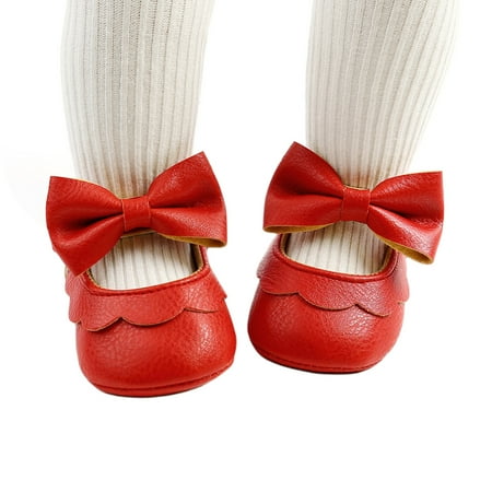 Newborn Baby Girls Boys Crib Shoes Solid Bowknot Soft Sole Shoes 0-18M