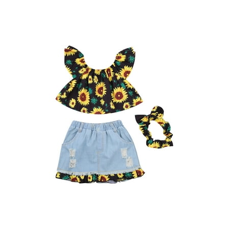 EYIIYE Baby Girls Summer Sunflower Ruffle Sleeve Top+ A-line Denim Short Skirt+ Headband Set 0-3 Years
EYIIYE Baby Girls Summer Sunflower Ruffle Sleeve Top+ A-line Denim Short Skirt+ Headband Set 0-3 Years