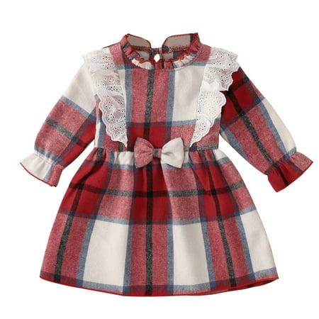 

KI-8jcuD Easter Dresses for Baby Girls Fashion Girls Child Bowknot Long Sleeve Grid Prints Dresses Princess Dress 18M Girl Dress Toddler Dress With Bow Girls Fancy Dress Fall Dress for Baby Girl 6 M