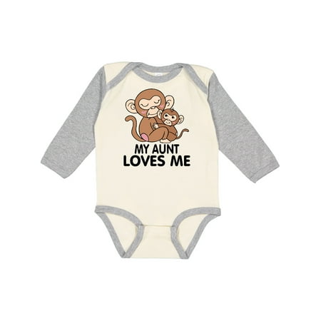 Inktastic My Aunt Loves Me Gift Baby Boy or Baby Girl Long Sleeve Bodysuit