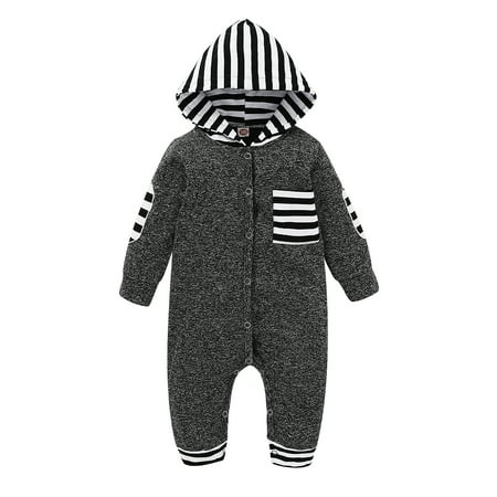 OLLUISNEO Newborn Baby Boys Romper Hoodie Single-row Buttons Stripe Pocket Long Sleeve One-piece Jumpsuit 0-3 Months Gray
OLLUISNEO Newborn Baby Boys Romper Hoodie Single-row Buttons Stripe Pocket Long Sleeve One-piece Jumpsuit 0-3 Months Gray