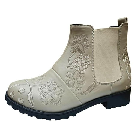 TAIAOJING Women Boots Fashion Embroidery Flowers Square Heels Slip On Short Booties Round Toe Casual Shoes
TAIAOJING Women Boots Fashion Embroidery Flowers Square Heels Slip On Short Booties Round Toe Casual Shoes